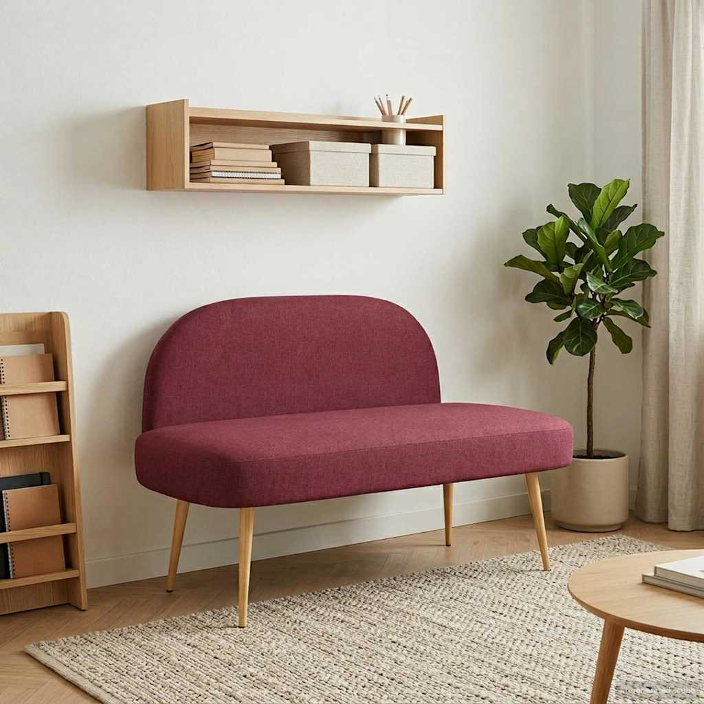 vidaXL Gepolsterte Bank mit Rückenlehne Weinrot 110 x 60 x 76 cm