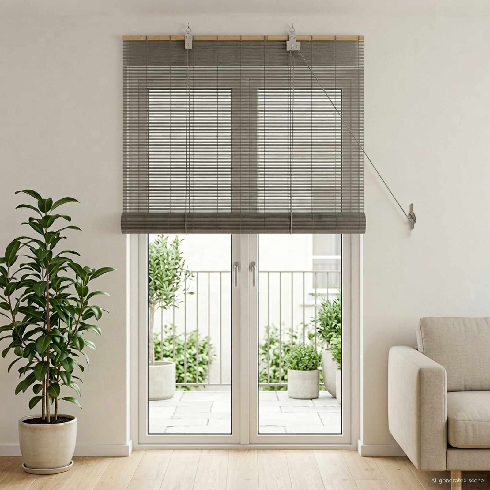 vidaXL Rollo Grau 110 x 220 cm Bambus