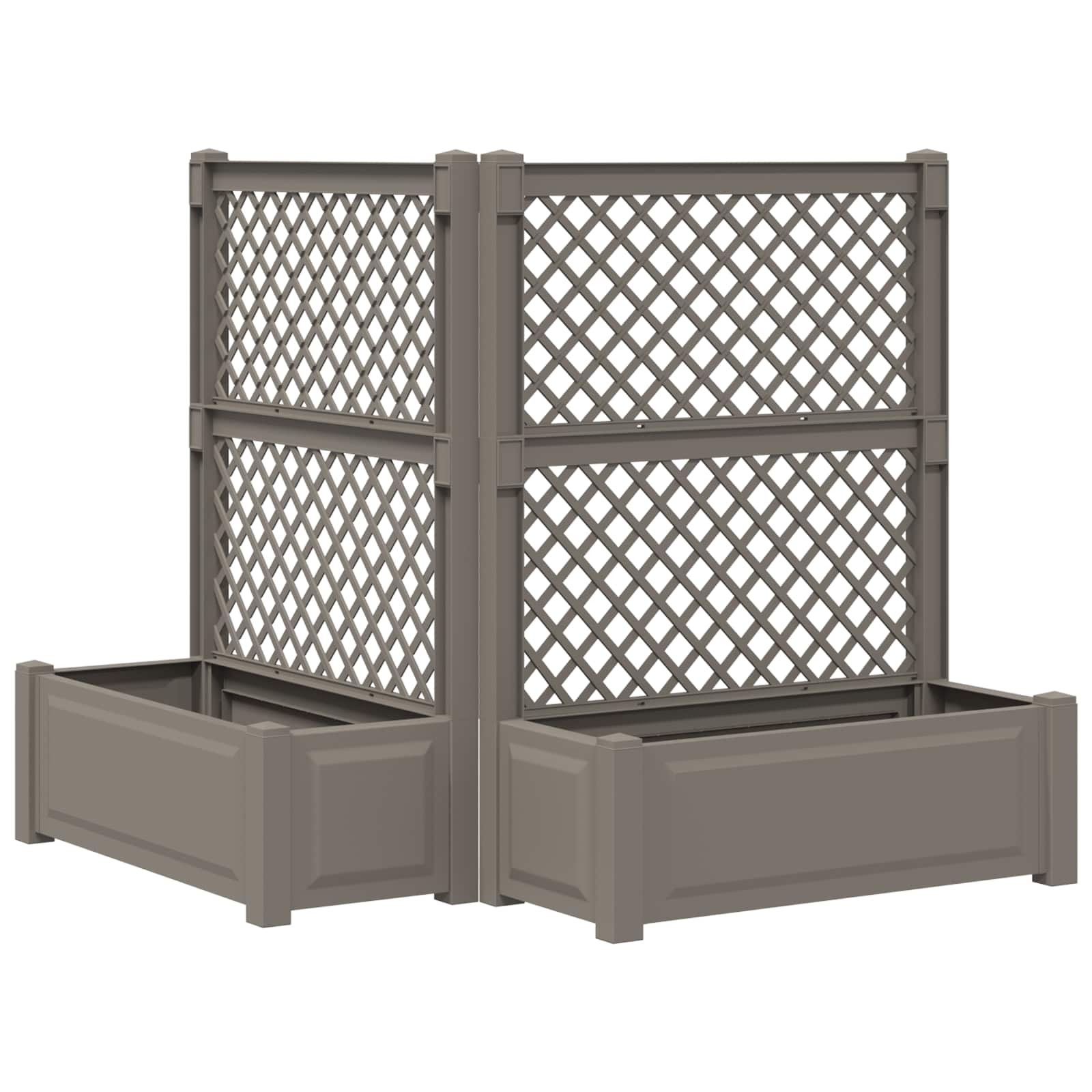 vidaXL Großer Pflanzer mit Rankgitter 2 pcs Grau 143 x 143 x 133,5 cm