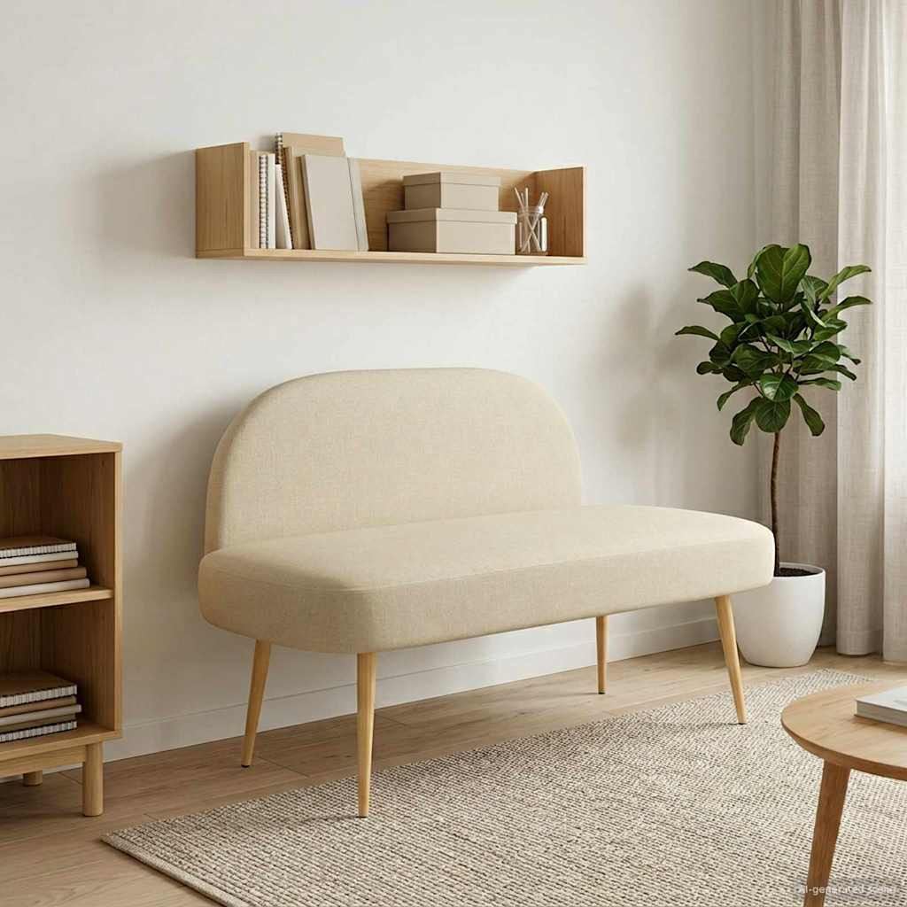 vidaXL Gepolsterte Bank mit Rückenlehne Creme 110 x 60 x 76 cm