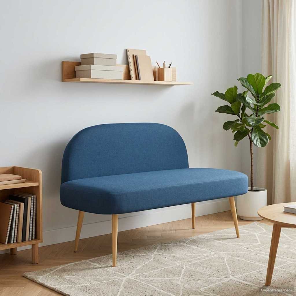 vidaXL Gepolsterte Bank mit Rückenlehne Blau 110 x 60 x 76 cm