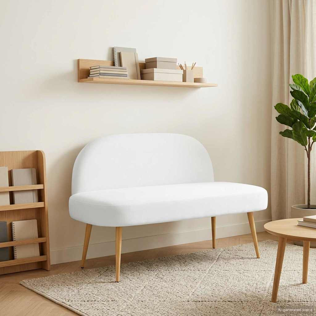 vidaXL Gepolsterte Bank mit Rückenlehne Weiß 110 x 60 x 76 cm