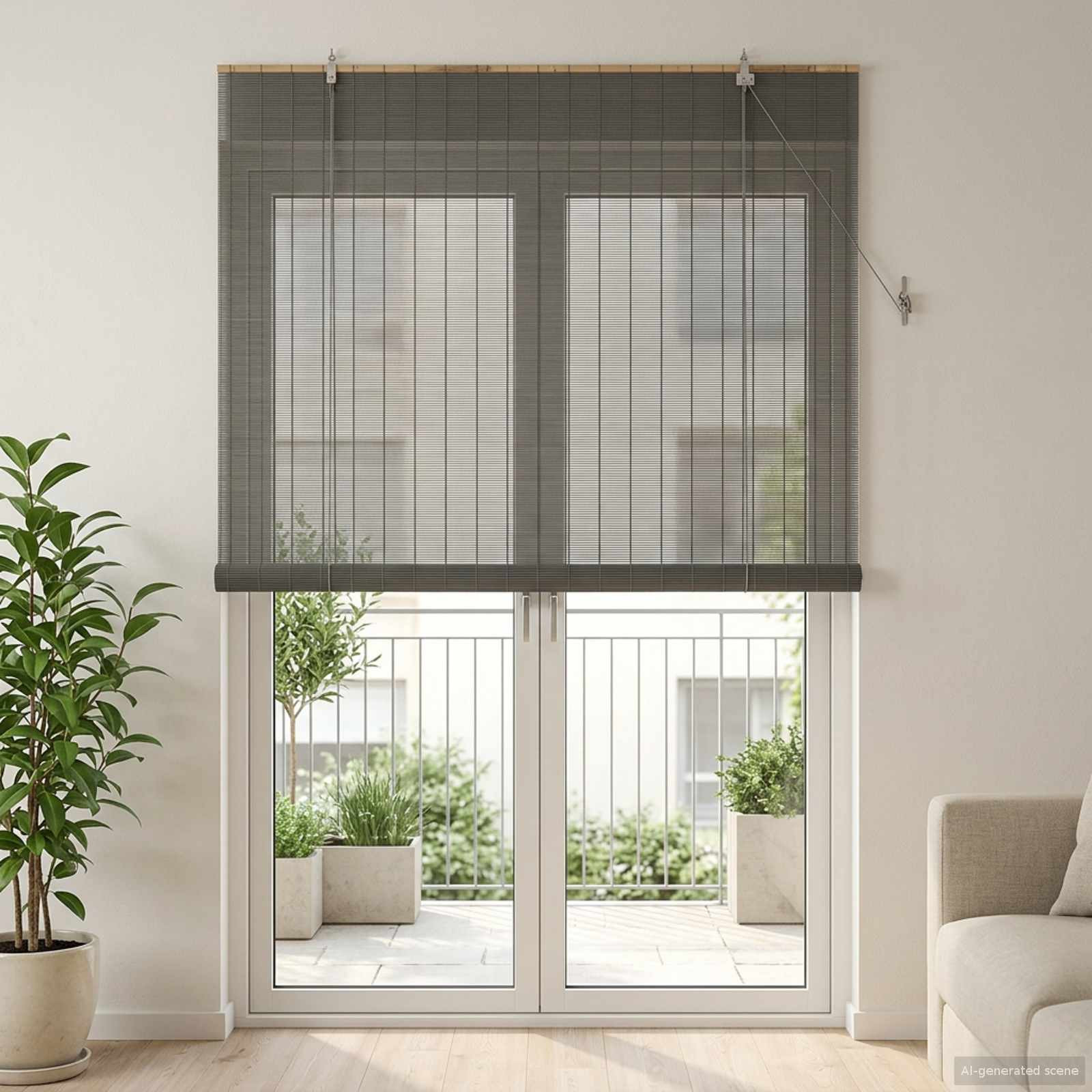 vidaXL Rollo Grau 130 x 220 cm Bambus