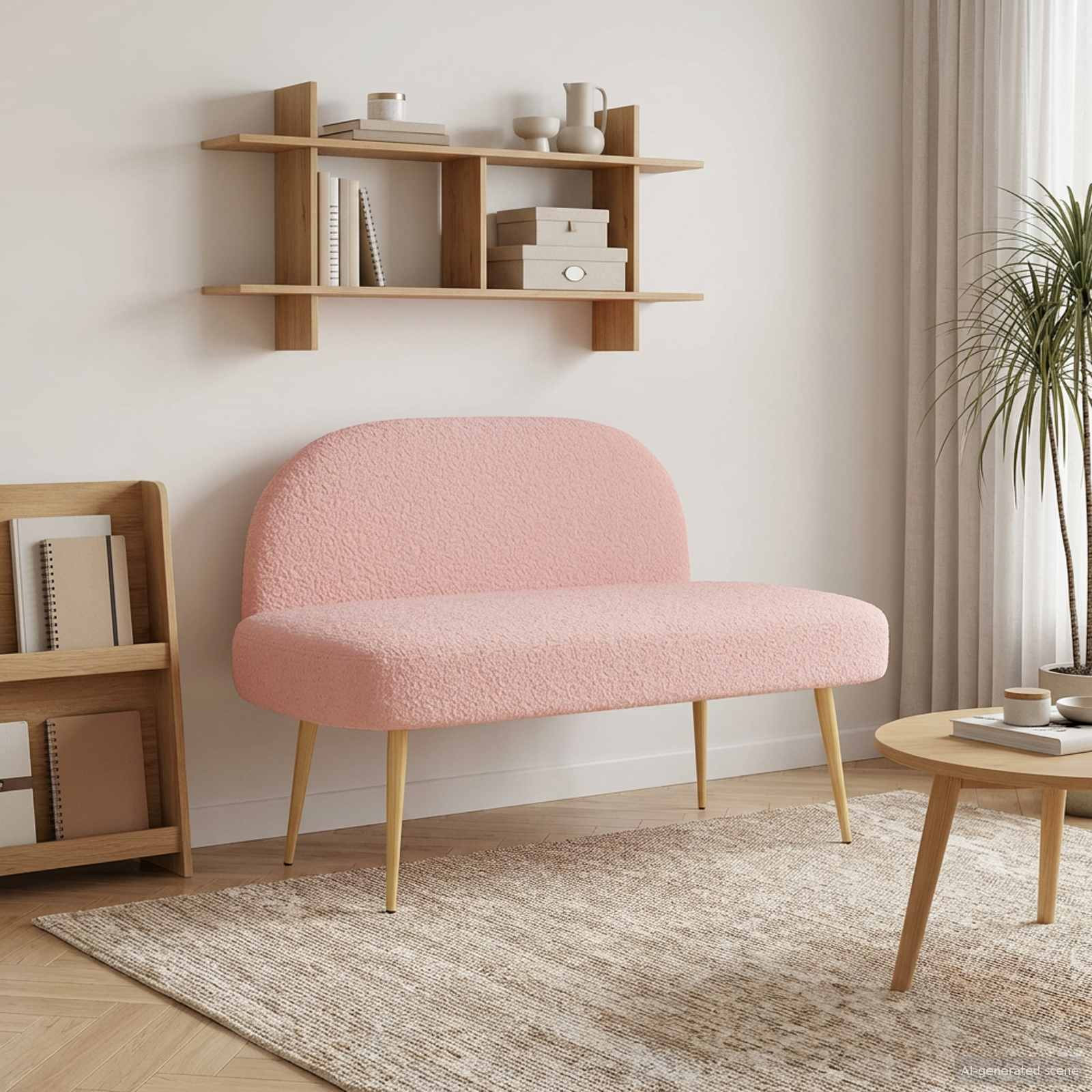 vidaXL Gepolsterte Bank mit Rückenlehne Rosa 110 x 60 x 76 cm Bouclé