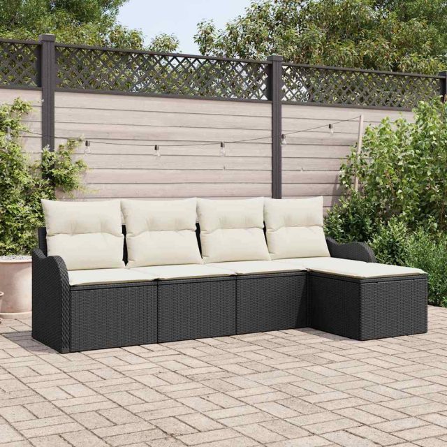 vidaXL Gartensofa-set Schwarz Poly-Rattan