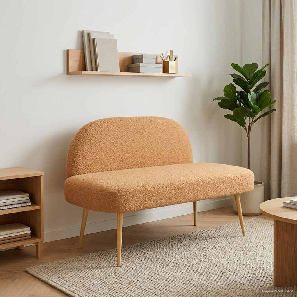 vidaXL Gepolsterte Bank mit Rückenlehne Beige 110 x 60 x 76 cm Bouclé