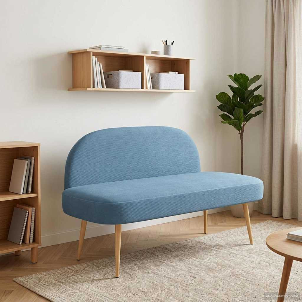 vidaXL Gepolsterte Bank mit Rückenlehne Blau 110 x 60 x 76 cm