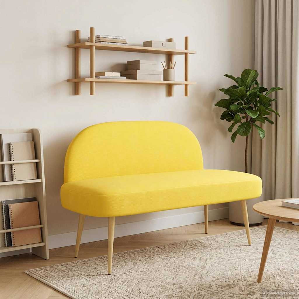 vidaXL Gepolsterte Bank mit Rückenlehne Hellgelb 110 x 60 x 76 cm