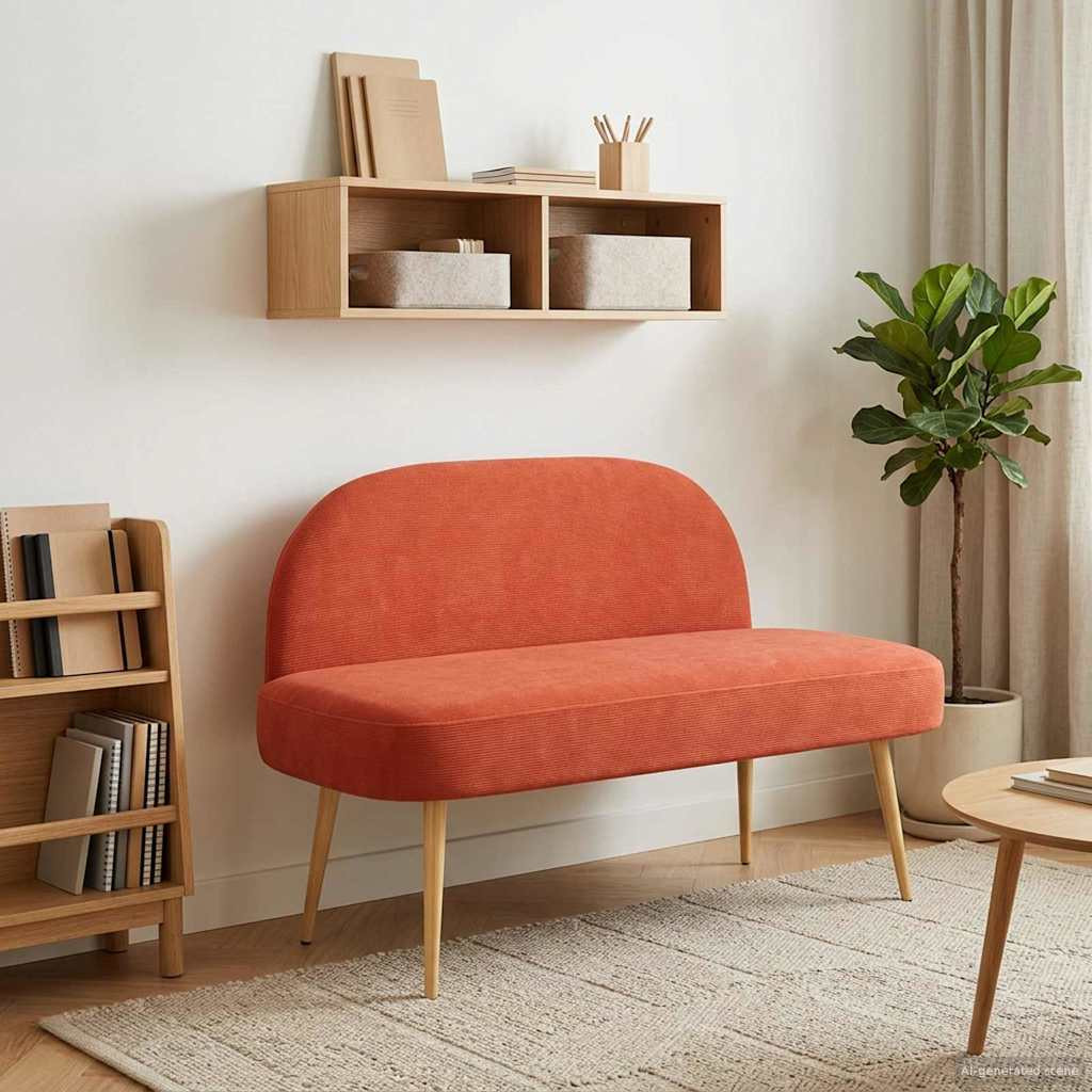 vidaXL Gepolsterte Bank mit Rückenlehne Rot orange 110 x 60 x 76 cm