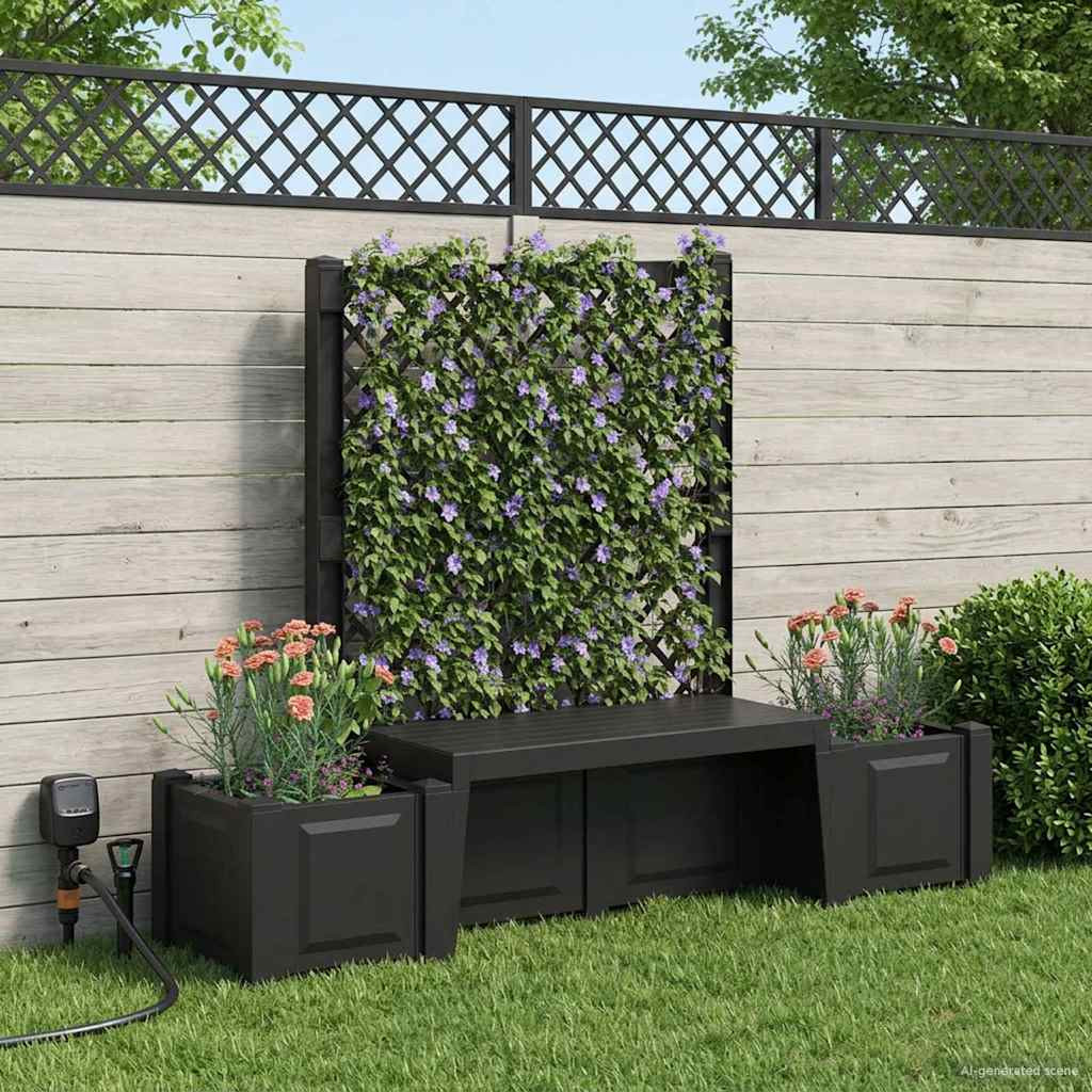 vidaXL Gartenbank Kopenhagen Anthrazit 173 x 49 x 135,5 cm PP