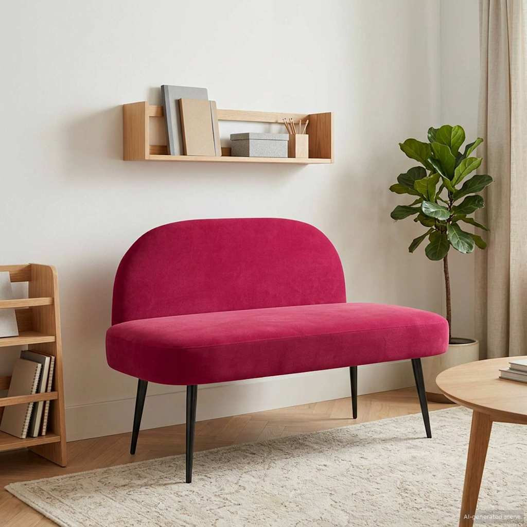 vidaXL Gepolsterte Bank mit Rückenlehne Weinrot 110 x 60 x 76 cm Samt