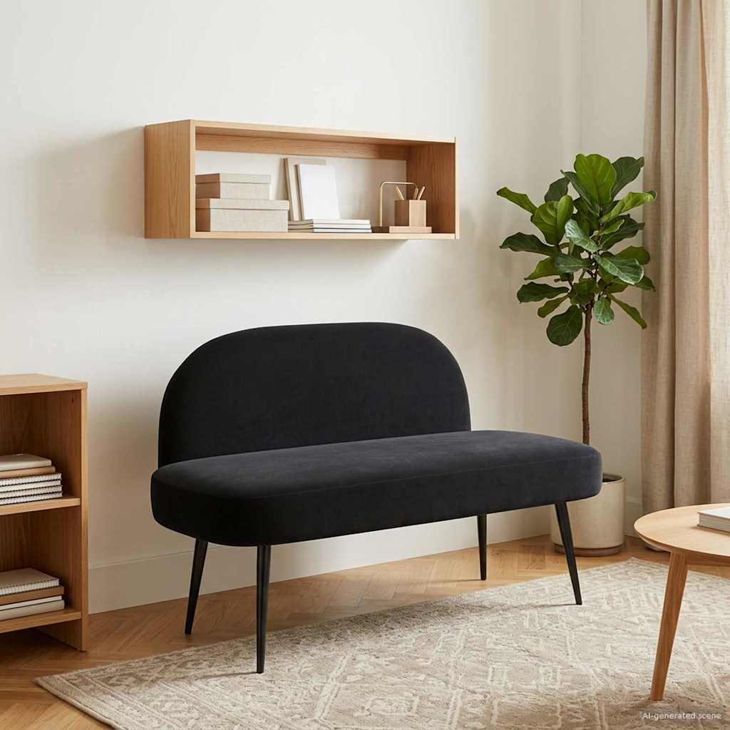 vidaXL Gepolsterte Bank mit Rückenlehne Schwarz 110 x 60 x 76 cm Samt