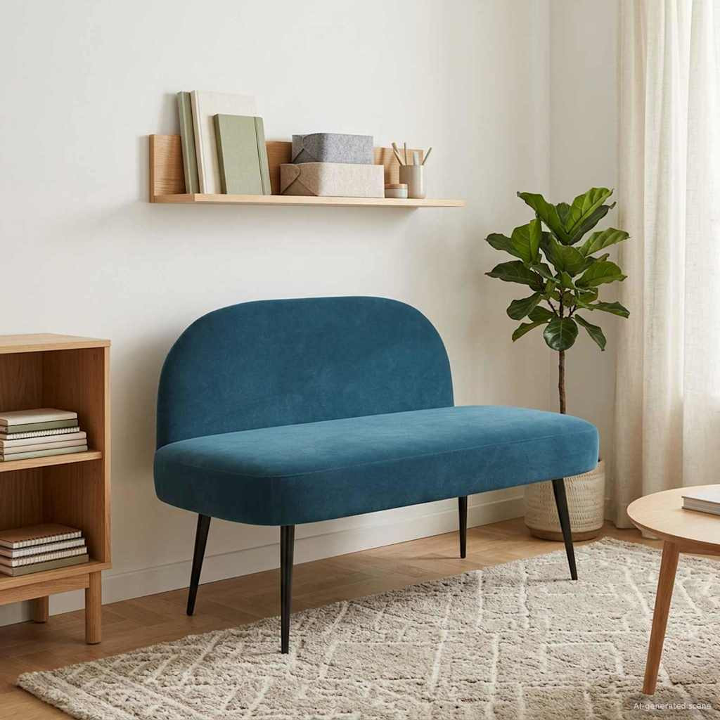 vidaXL Gepolsterte Bank mit Rückenlehne Blau 110 x 60 x 76 cm Samt