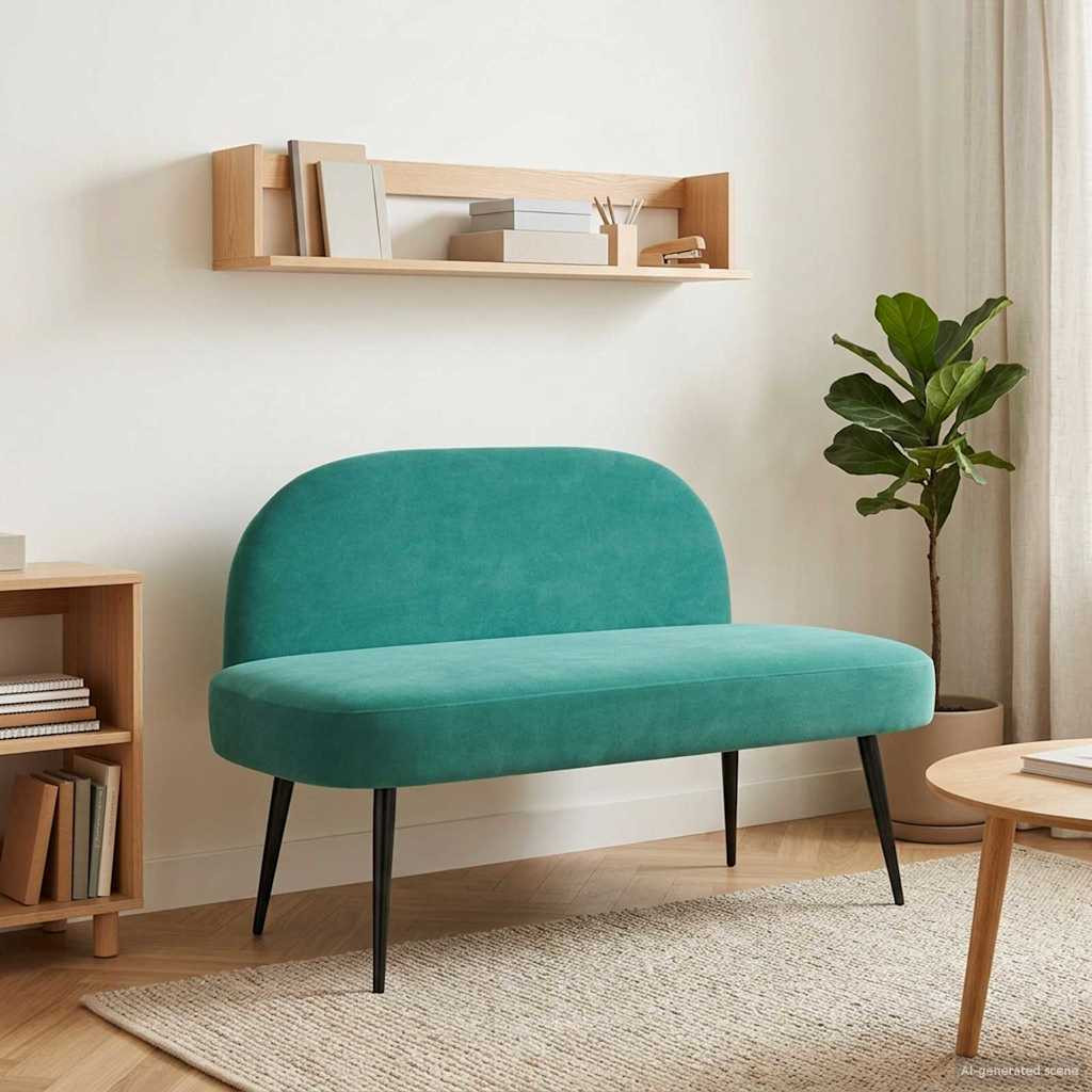 vidaXL Gepolsterte Bank mit Rückenlehne Türkis 110 x 60 x 76 cm Samt