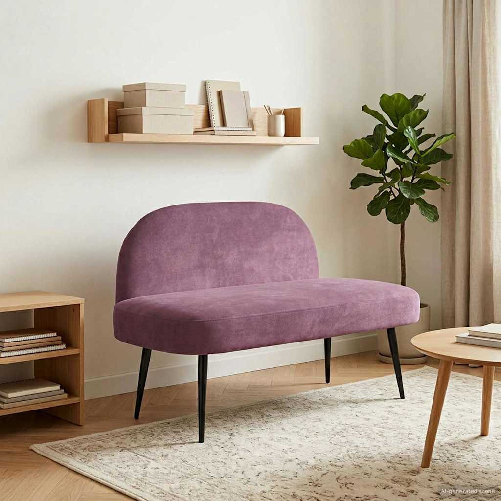 vidaXL Gepolsterte Bank mit Rückenlehne Lila 110 x 60 x 76 cm Samt