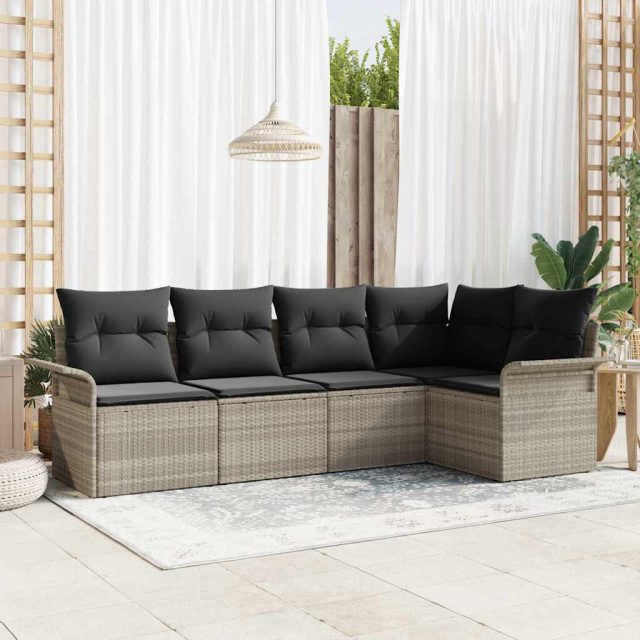 vidaXL Gartensofa-set mit Kissen 5 pcs Poly-Rattan