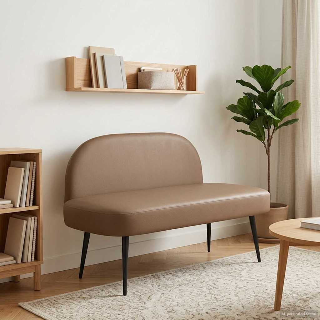 vidaXL Gepolsterte Bank mit Rückenlehne Cappuccino 110 x 60 x 76 cm
