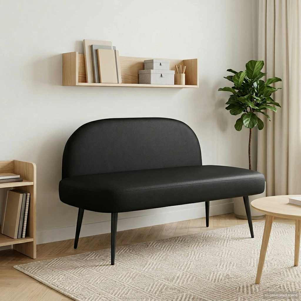vidaXL Gepolsterte Bank mit Rückenlehne Schwarz 110 x 60 x 76 cm