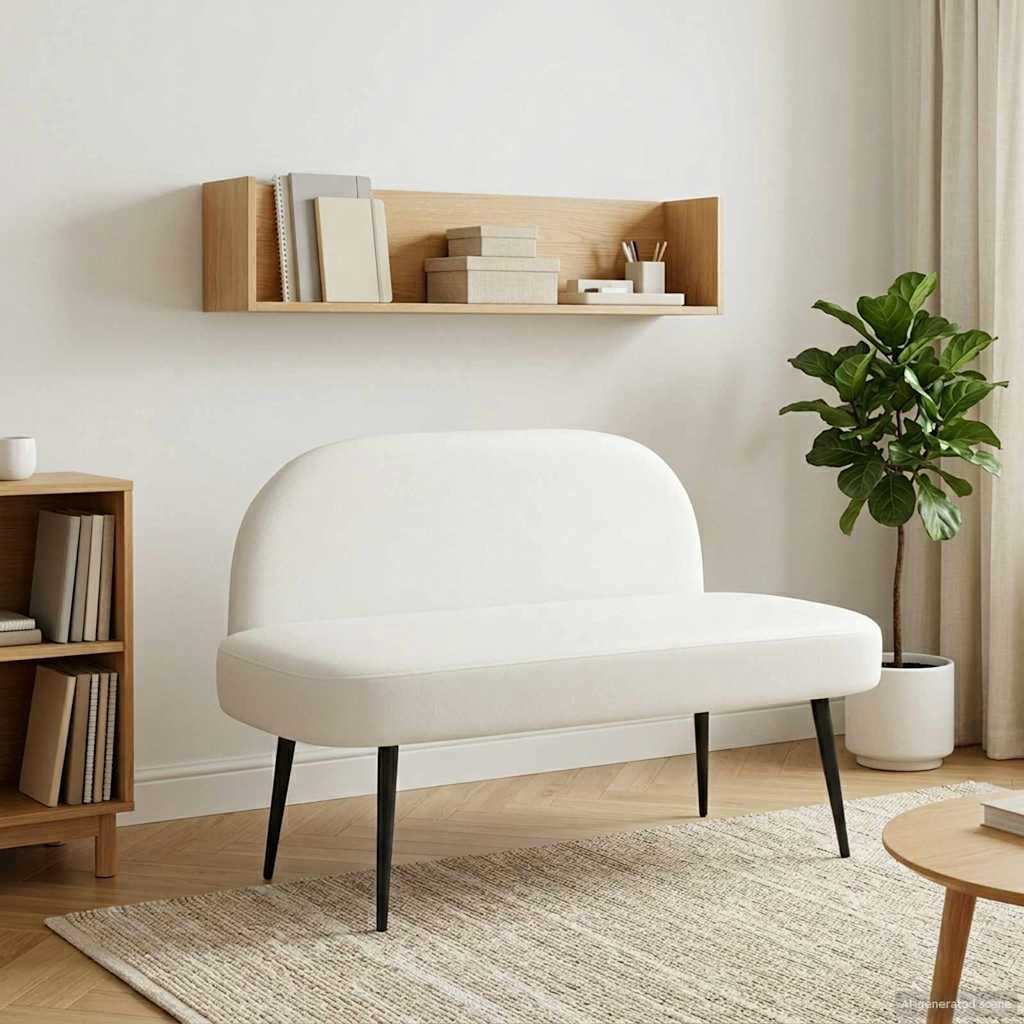 vidaXL Gepolsterte Bank mit Rückenlehne Weiß 110 x 60 x 76 cm