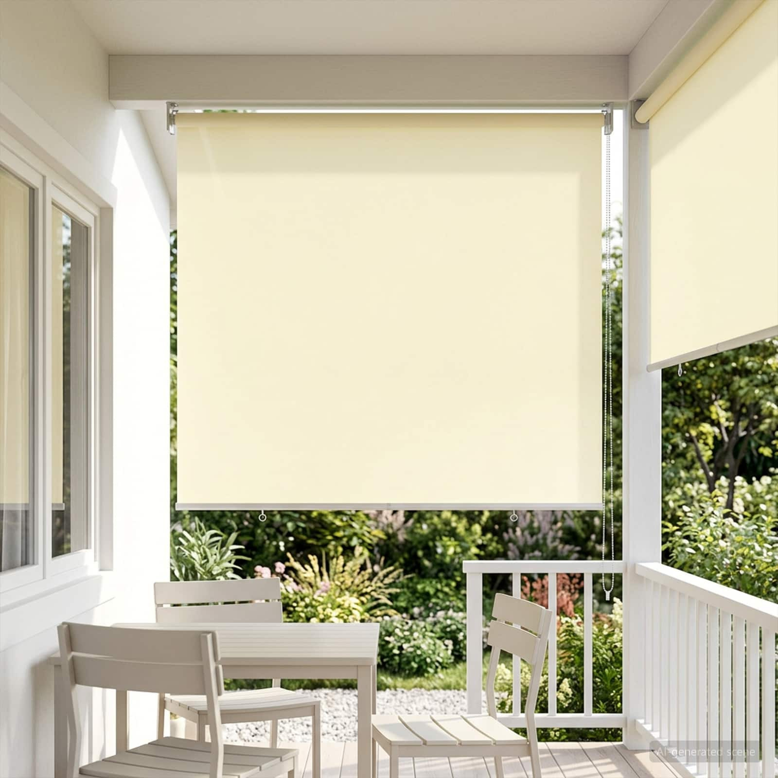 vidaXL Außen-Rollos mit UV-Schutz Creme 105 x 230 cm (B x H) Polyester