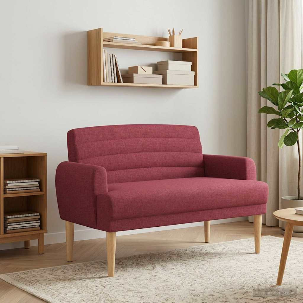 vidaXL Zweisitzer mit Knopfheftung Weinrot 116 x 67 x 80 cm Stoff