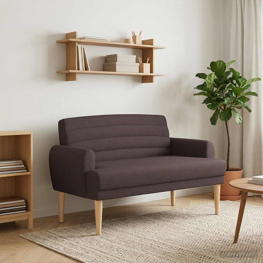 vidaXL Zweisitzer mit Knopfheftung Dunkelbraun 116 x 67 x 80 cm Stoff