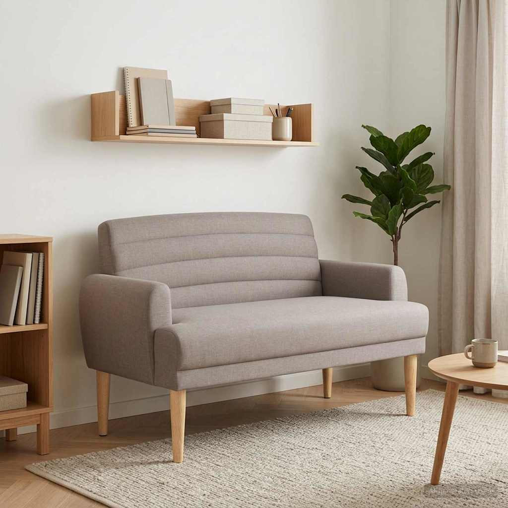 vidaXL Zweisitzer mit Knopfheftung Taupe 116 x 67 x 80 cm Stoff