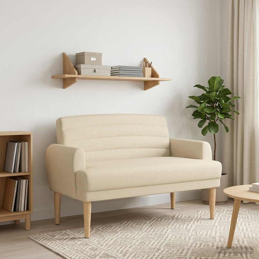 vidaXL Zweisitzer mit Knopfheftung Creme 116 x 67 x 80 cm Stoff