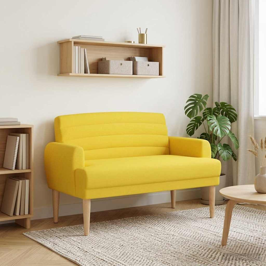 vidaXL Zweisitzer mit Knopfheftung Hellgelb 116 x 67 x 80 cm Stoff