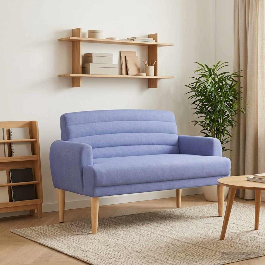 vidaXL Zweisitzer mit Knopfheftung Jeans blau 116 x 67 x 80 cm Stoff