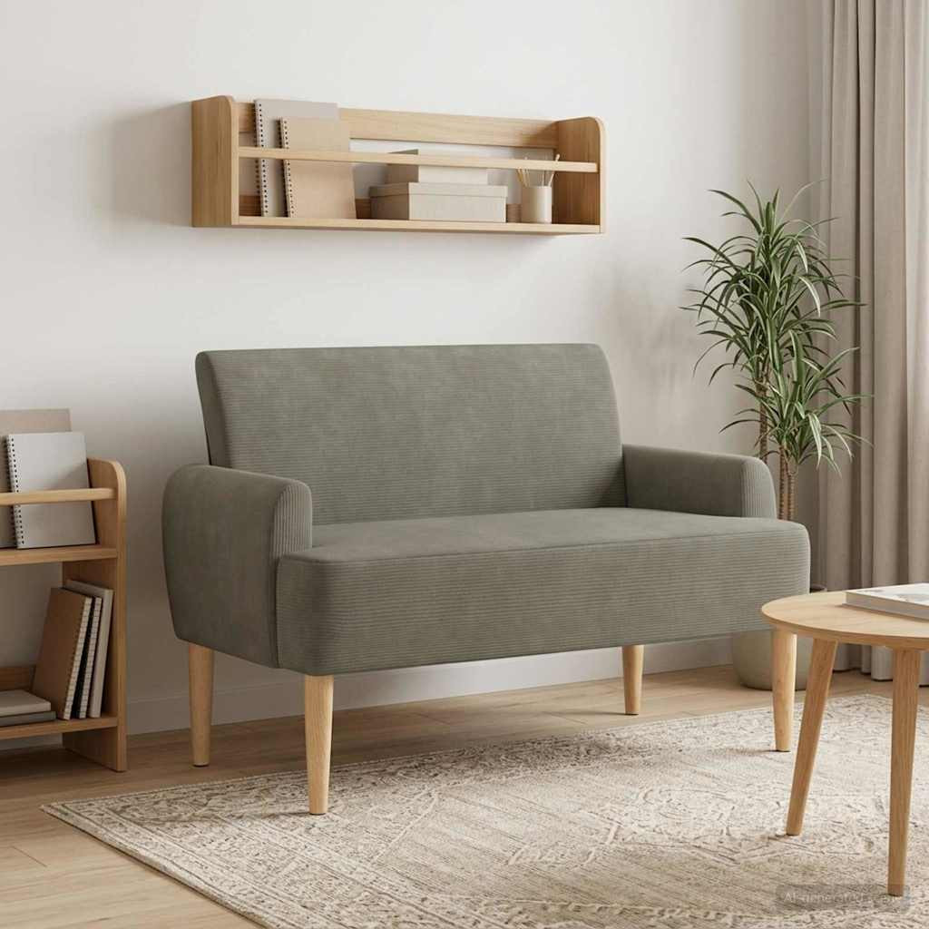 vidaXL Zweisitzer mit Knopfheftung Hellgrau 116 x 67 x 81 cm Cordstoff