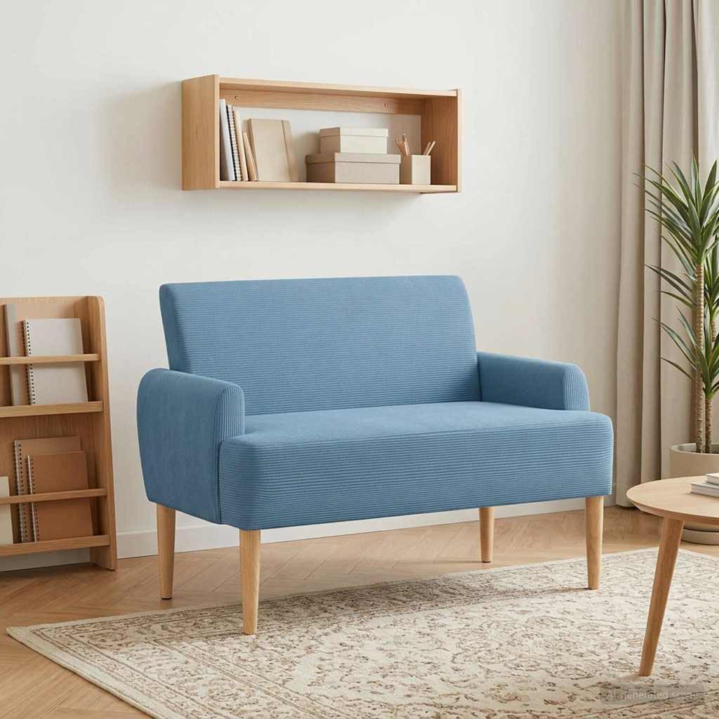 vidaXL Zweisitzer mit Knopfheftung Blau 116 x 67 x 81 cm Cordstoff