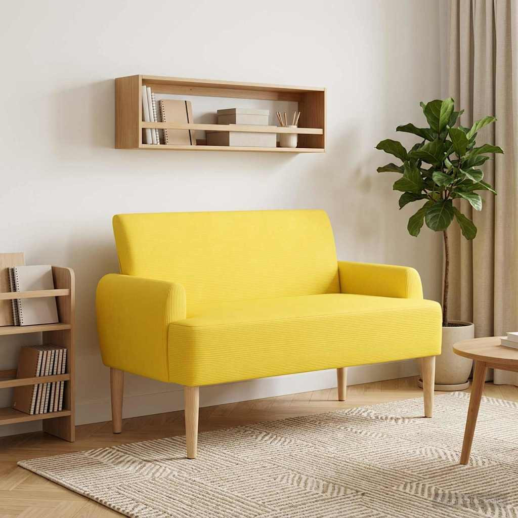vidaXL Zweisitzer mit Knopfheftung Helles Gelb 116 x 67 x 81 cm