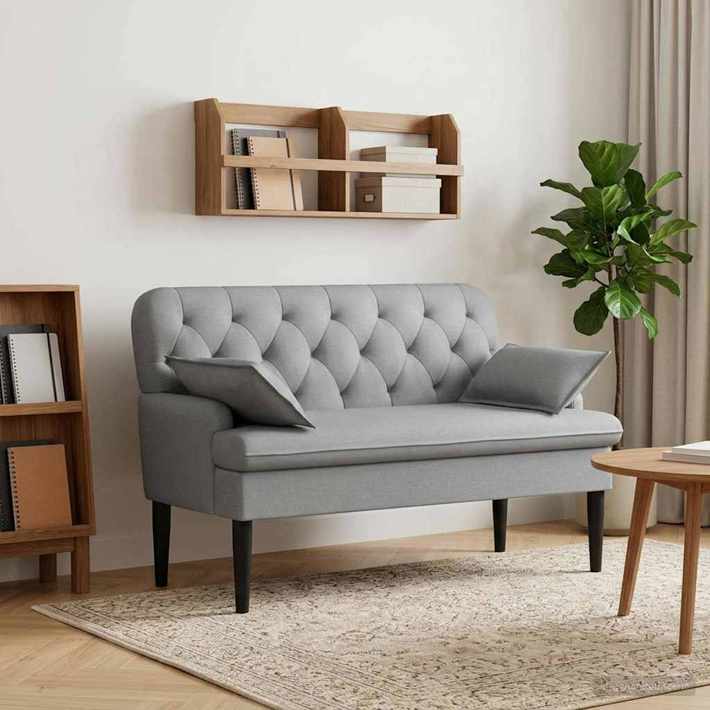 vidaXL Zweisitzer mit Knopfheftung Hellgrau 111 x 68 x 80 cm Stoff