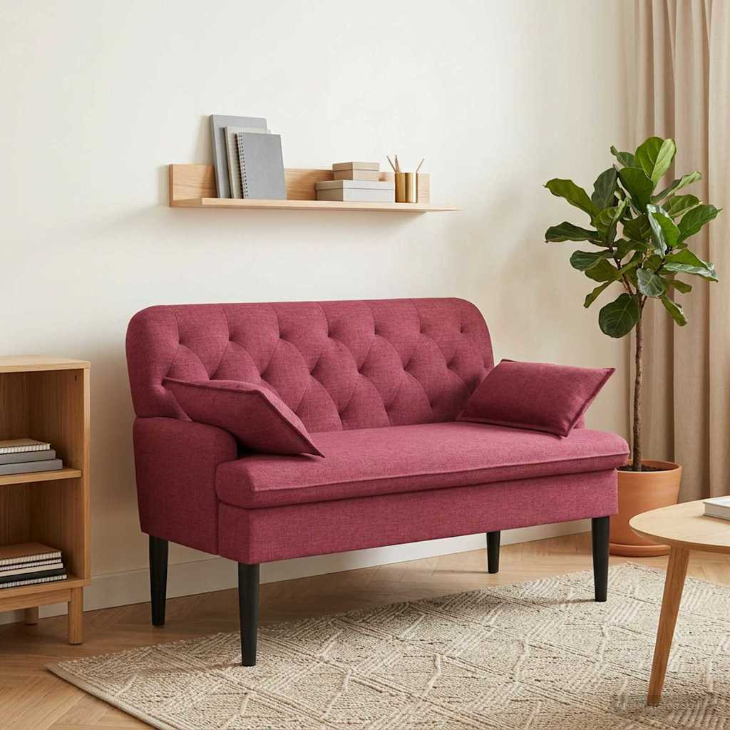 vidaXL Zweisitzer mit Knopfheftung Weinrot 111 x 68 x 80 cm Stoff