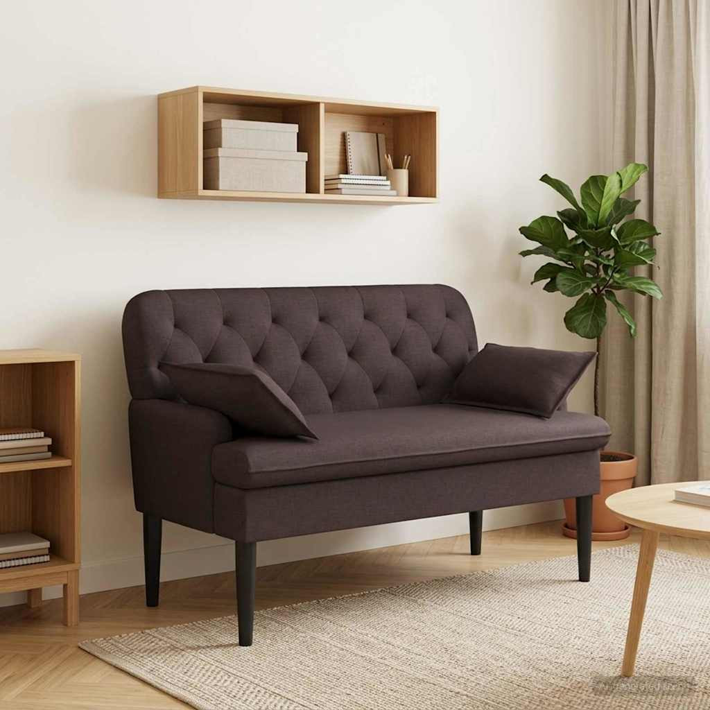 vidaXL Zweisitzer mit Knopfheftung Dunkelbraun 111 x 68 x 80 cm Stoff