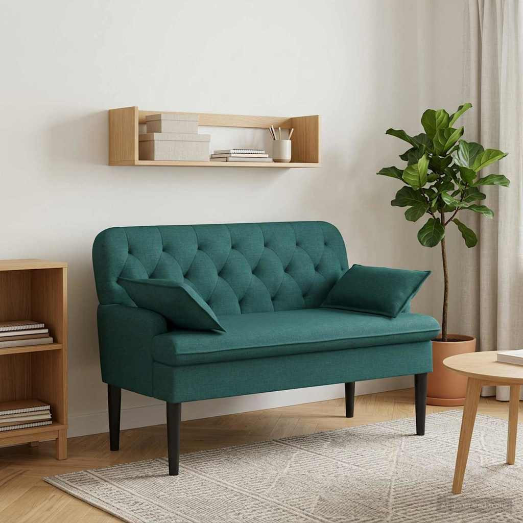 vidaXL Zweisitzer mit Knopfheftung Dunkelgrün 111 x 68 x 80 cm Stoff