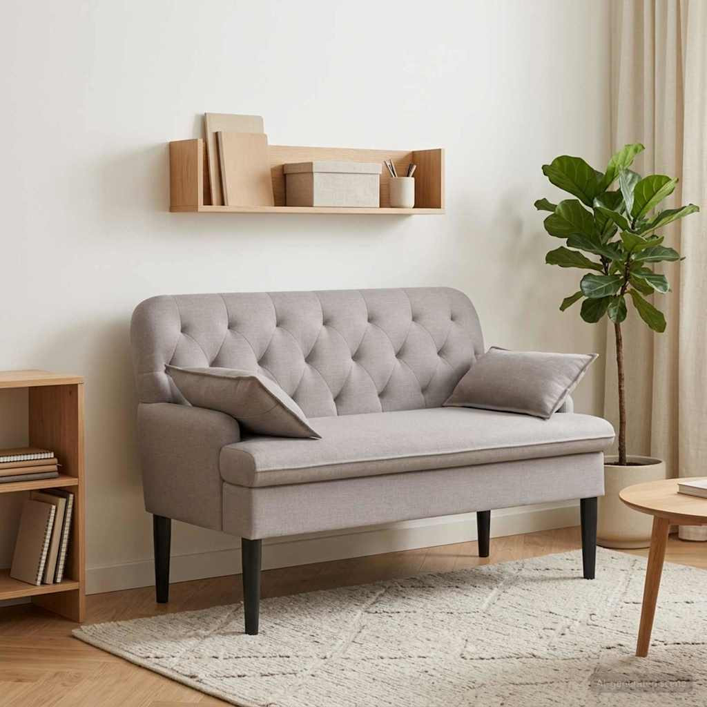 vidaXL Zweisitzer mit Knopfheftung Taupe 111 x 68 x 80 cm Stoff