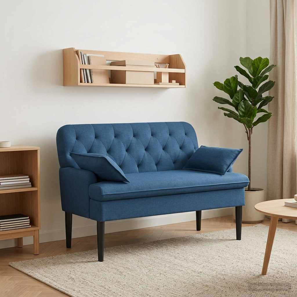 vidaXL Zweisitzer mit Knopfheftung Blau 111 x 68 x 80 cm Stoff