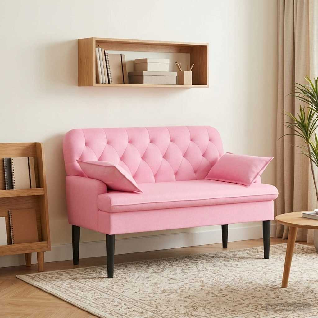 vidaXL Zweisitzer mit Knopfheftung Rosa 111 x 68 x 80 cm Stoff
