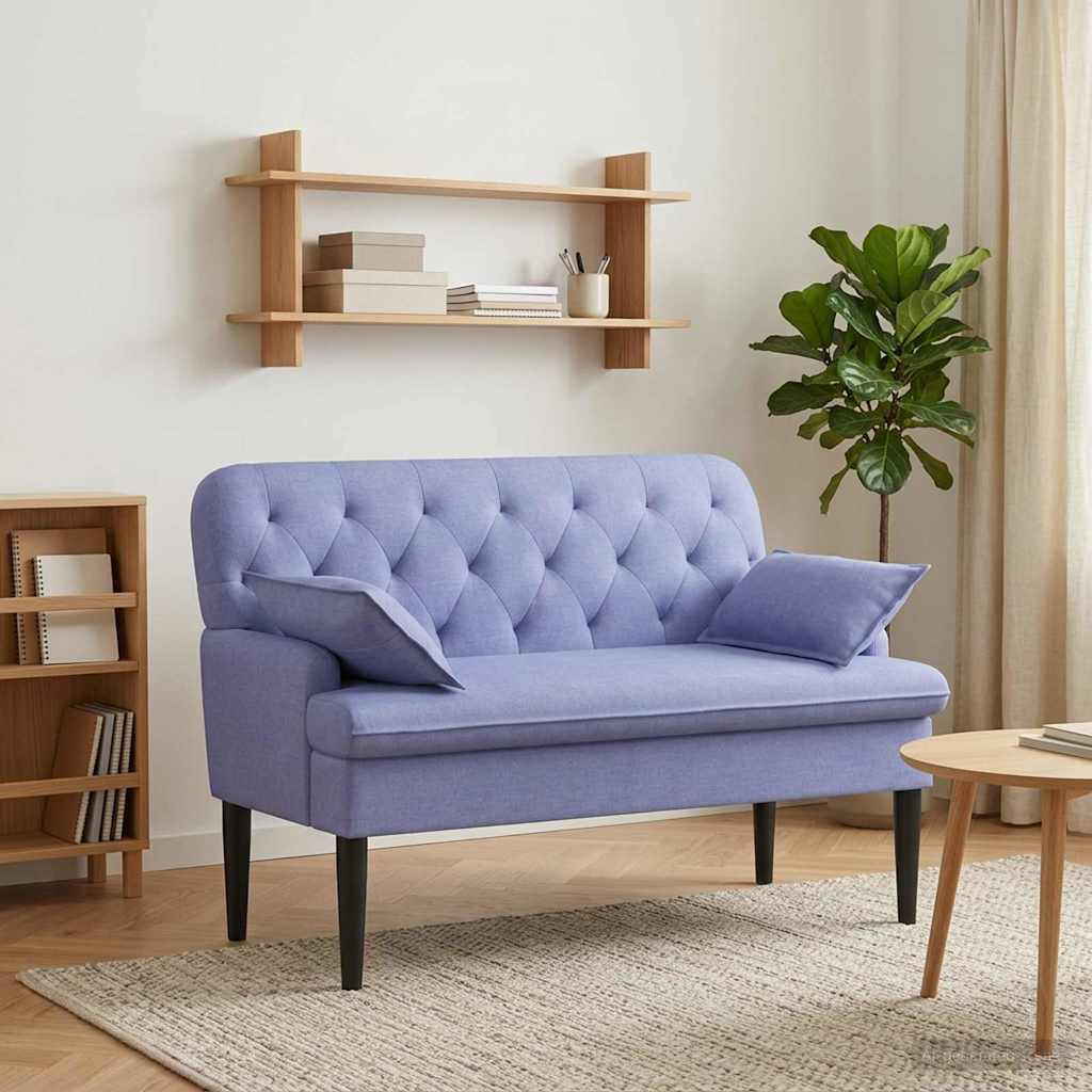vidaXL Zweisitzer mit Knopfheftung Jeans blau 111 x 68 x 80 cm Stoff