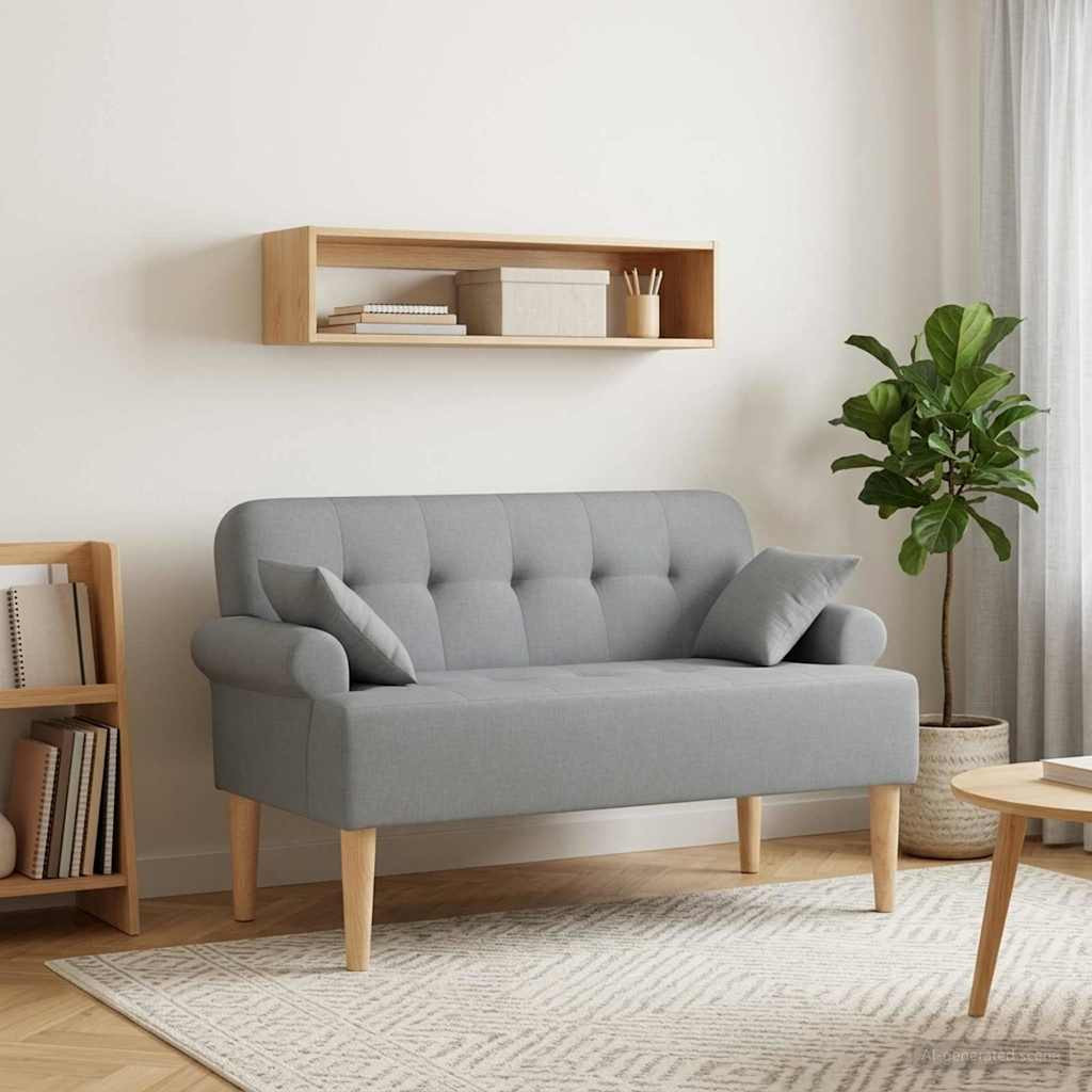 vidaXL Zweisitzer mit Knopfheftung Hellgrau 120 x 65 x 79 cm Stoff