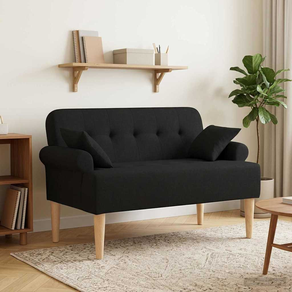 vidaXL Zweisitzer mit Knopfheftung Schwarz 120 x 65 x 79 cm Stoff