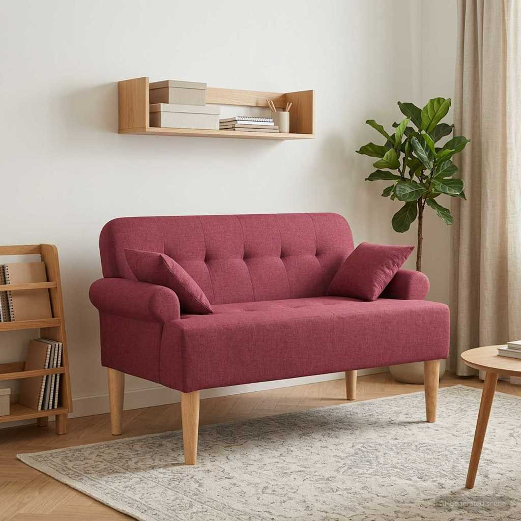 vidaXL Zweisitzer mit Knopfheftung Weinrot 120 x 65 x 79 cm Stoff