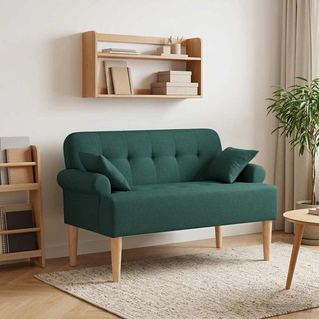 vidaXL Zweisitzer mit Knopfheftung Dunkelgrün 120 x 65 x 79 cm Stoff