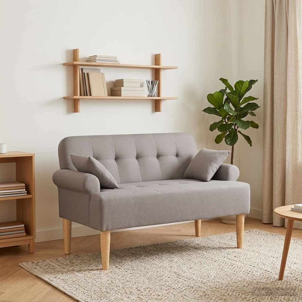 vidaXL Zweisitzer mit Knopfheftung Taupe 120 x 65 x 79 cm Stoff