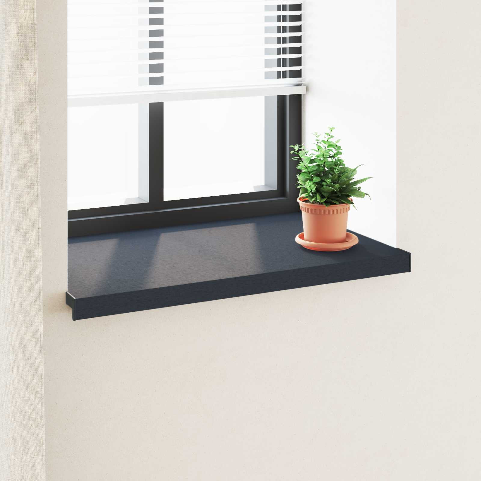 vidaXL Fensterbank Anthrazit mit Holzmaserung 100 x 50 x 4,5 cm PVC