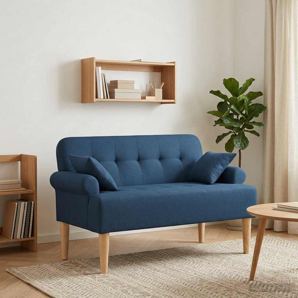 vidaXL Zweisitzer mit Knopfheftung Blau 120 x 65 x 79 cm Stoff
