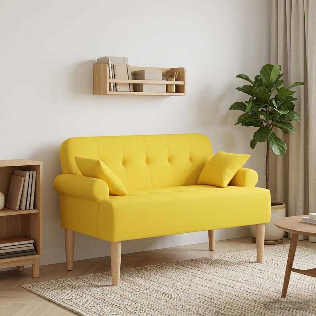vidaXL Zweisitzer mit Knopfheftung Helles Gelb 120 x 65 x 79 cm Stoff