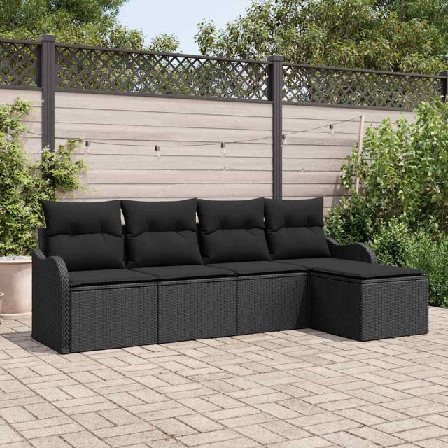 vidaXL Gartensofa-set Schwarz Poly-Rattan